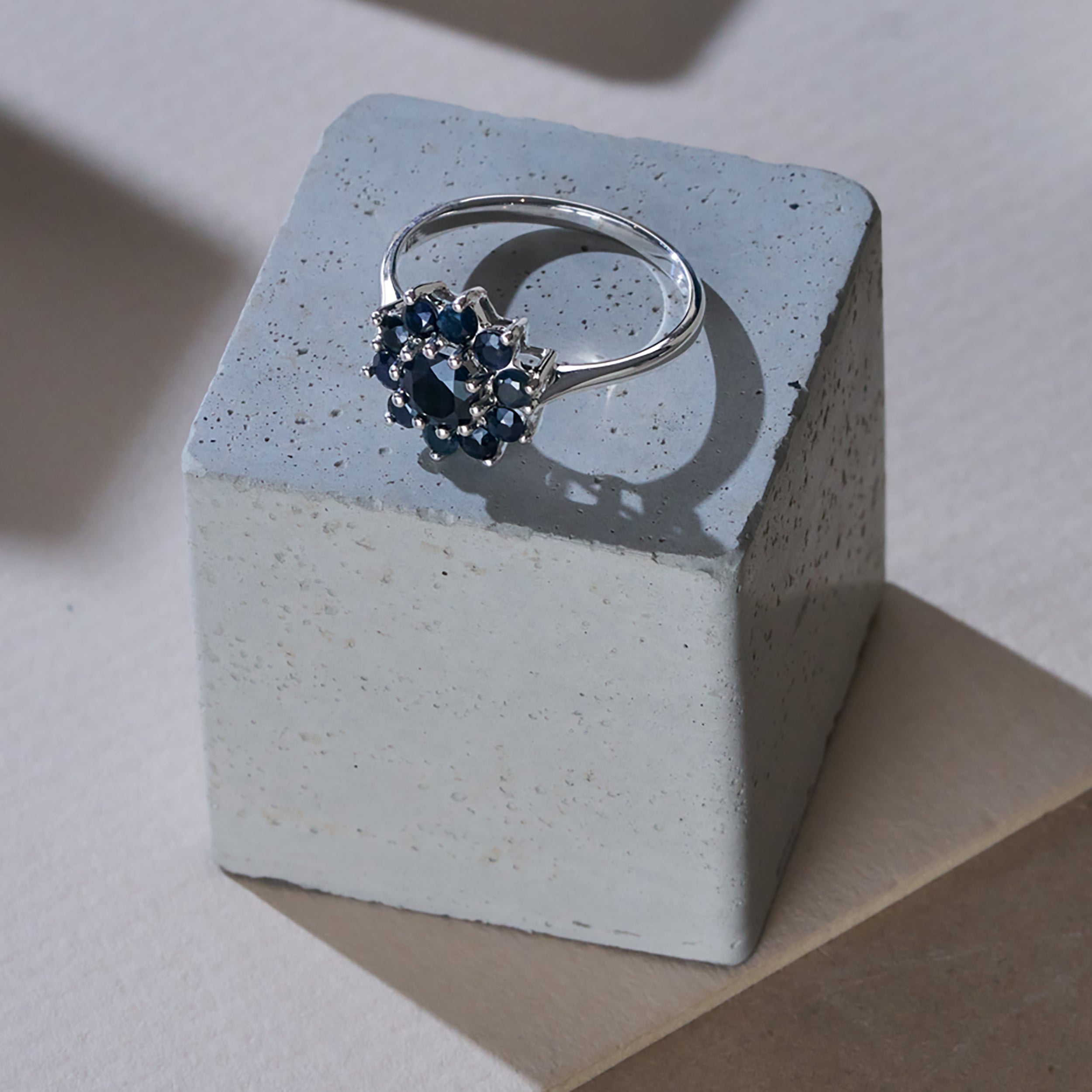 1.33ct Sapphire Cluster Ring in 9K White Gold